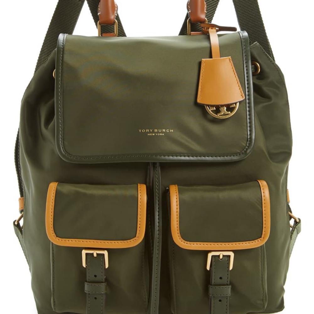 Tory Burch Perry Nylon Color-Block Flap Backpack